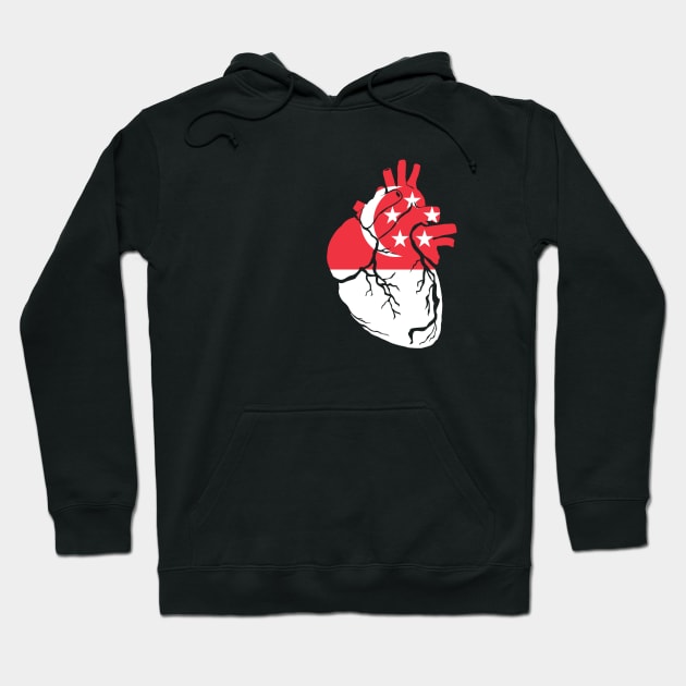 Singapore Flag, Anatomical Heart Design Hoodie by Bun Art Store